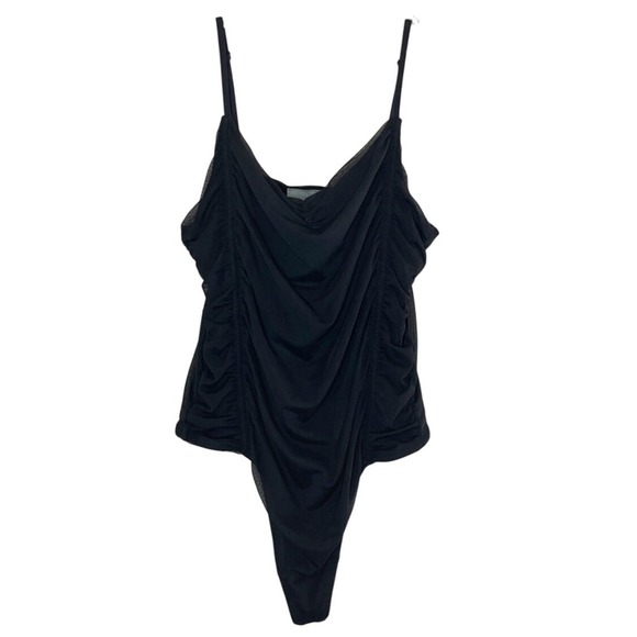 ANHROPOLOGIE Ruched Black Bodysuit, Medium - Picture 1 of 8